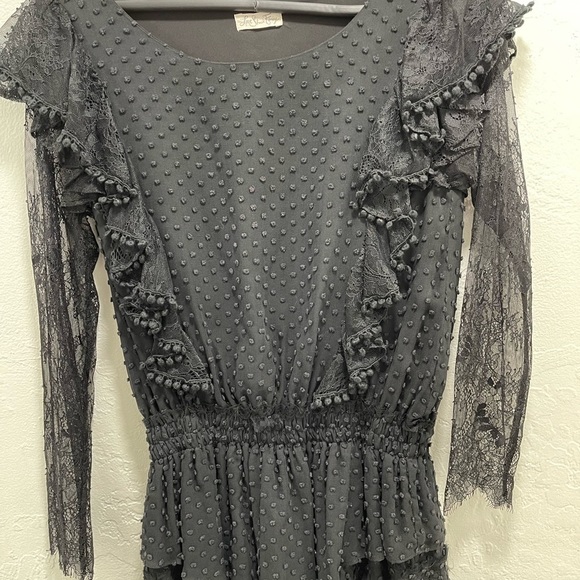 LoveShackFancy Nat Lace Mini Dress Black LSF - Picture 4 of 6